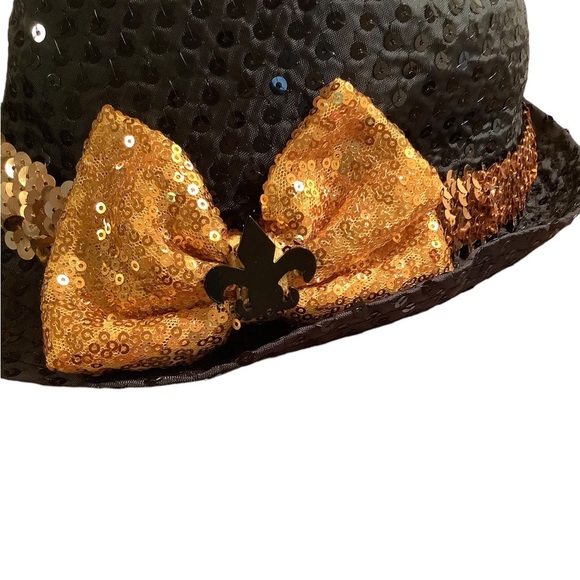 Kids Black and Gold Saints Fedora Hat - Picture 3 of 6